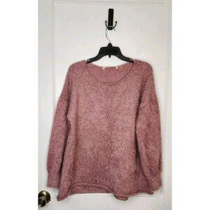 Soft Surroundings Mauve Pink Fuzzy Soft Eyelash Metallic Sweater Top Size Large